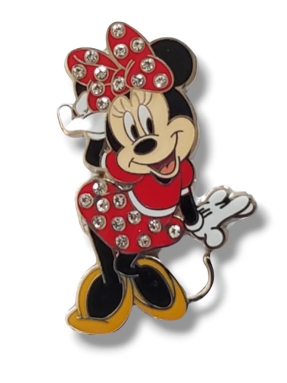 Disney Trading Pin Minnie Mouse Rhinestones 2019 Red White Polka Dot Dress Posed